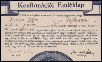 cca 1935-1940 Konfirmációi emléklap Ravasz László (1882-1975) református lelkész, a Dunamelléki Refo...