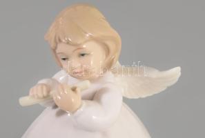 The Leonardo Collection furulyázó gyermek szobor, jelzett, hibátlan, m: 13 cm