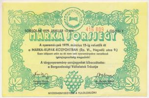 1979. "Márka Sorsjegy" Borgazdasági Vállalatok Trösztjének sorsjátéka "I. osztály&quo...