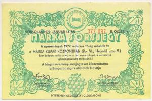 1979. "Márka Sorsjegy" Borgazdasági Vállalatok Trösztjének sorsjátéka "II. osztály" T:AU
