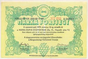 1979. "Márka Sorsjegy" Borgazdasági Vállalatok Trösztjének sorsjátéka "II. osztály&qu...