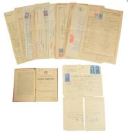 1907-1949 Finster Ferenc aradi kereskedő és családjának vegyes iratai, közte román állampolgársági bizonyítvány, iskolai értesítő, anyakönyvi kivonatok, stb., összesen 22 db