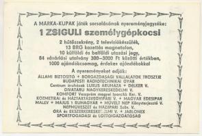 1981. "Márka Sorsjegy" a Borgazdasági Vállalatok Trösztje sorsjegye, III. sorozat, "E...