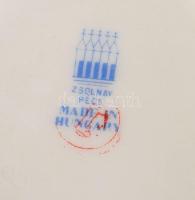 Zsolnay kékvirág mintás tollazott peremű teás készlet. Jelzett, teljes, hibátlan