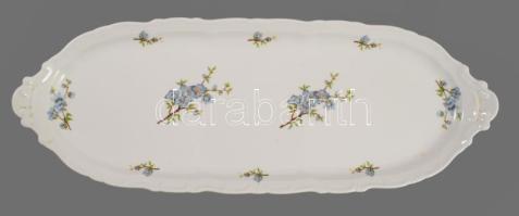 Zsolnay kékvirág mintás süteményes készlet, jelzett, teljes, h. 45 cm, d: 16,5 cm