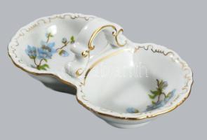 Zsolnay 6 személyes 31 részes kékvirág mintás, tollazott peremű étkészlet, jelzett, hibátlan