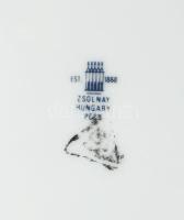 Zsolnay 6 személyes 31 részes kékvirág mintás, tollazott peremű étkészlet, jelzett, hibátlan