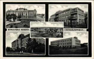 1938 Rimaszombat, Rimavská Sobota; mozaiklap. Géza Klein kiadása / multi-view postcard + "1938 Rimaszombat visszatért" So. Stpl.