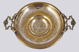 Historizáló ezüstözött alpakka talpas kínáló, 33x10 cm