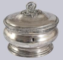 Berndorf ezüstözött cukordoboz, kulcs nélkül, jelzett, 13x11,5 cm