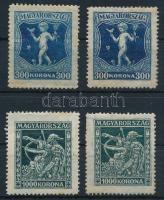 1924 Jótékonyság (I.) 300K és 1000K 1-1 sorfogazással magasabbra fogazva + támpéldány