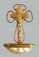 Aranyozott fém szenteltvíztartó kagylóhéj beillesztéssel, m: 9,5 cm