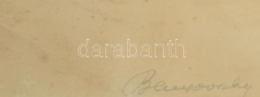 Benyovszky István (1898-1969): Száguldó lovak. Színezett rézkarc, papír, jelzett, kissé foltos. Üveg...