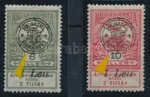 Nagyvárad 1919 Árvíz 6f + 10f "hurkás kör" lemezhibával, Bodor vizsgálójellel