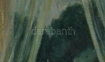 Lisztayné jelzéssel: Hölgy az ablaknál. Olaj, rétegelt lemez. Dekoratív fakeretben, 36,5x35 cm