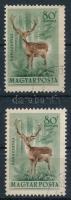 1953 Erdei állatok 80f a szarvas balra tolódott + támpéldány