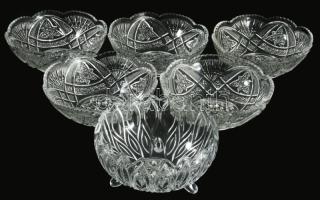 5 db kompótos tál + 1 üveg kínáló tál d: 14-15 cm