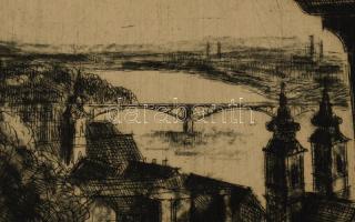 Élesdy István (1912-1987): Vitézek kapuja. Rézkarc, papír, jelzett, 49x33 cm