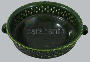 Antik csirkesütő és tál, Dél-Alföld, 20. sz. első fele, kis mázhibával, d: 31 cm alatt