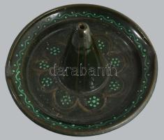 Antik csirkesütő és tál, Dél-Alföld, 20. sz. első fele, kis mázhibával, d: 31 cm alatt