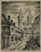 Kocsis Árpád (1914-1985): Eger, 1979. Montípia, papír, jelzett, paszpaartuban. 38x28 cm
