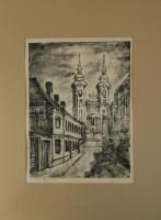 Kocsis Árpád (1914-1985): Eger, 1979. Montípia, papír, jelzett, paszpaartuban. 38x28 cm