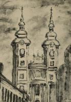 Kocsis Árpád (1914-1985): Eger, 1979. Montípia, papír, jelzett, paszpaartuban. 38x28 cm