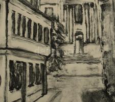 Kocsis Árpád (1914-1985): Eger, 1979. Montípia, papír, jelzett, paszpaartuban. 38x28 cm