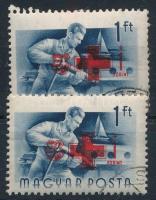1957 Vöröskereszt (IV.) 1Ft a FORINT feliratban törött "i" betű + támpéldány