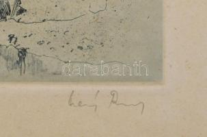 Láng Rudolf (1904-1991): Gyerekek a vízparton. Rézkarc, papír. Jelzett. 19,5×29,5 cm