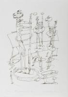 Szabados Árpád (1944-2017): Közmondások IV. Nyomat, papír, jelzett, számozott (1/20). 30×21,5 cm