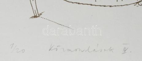 Szabados Árpád (1944-2017): Közmondások IV. Nyomat, papír, jelzett, számozott (1/20). 30×21,5 cm