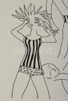 Luzsicza Lajos Árpád (1949-): Strand. Szitanyomat, papír, jelzett, számozott (11/25). Lapszéli apró ...