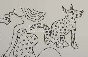 Luzsicza Lajos Árpád (1949-): Strand. Szitanyomat, papír, jelzett, számozott (11/25). Lapszéli apró ...