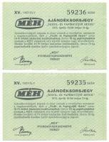 1974. "Ajándéksorsjegy - Textil- és papírgyűjtő hetek" az Észak-Magyarországi "MÉH" Nyersanyaghasznosító Vállalat sorsjegye magánszemélyek részére 10Ft értékű leadott textilhulladék, 10kg leadott papírhulladék után (2x) sorszámkövetők "59235-59236" T:XF tűlyukak