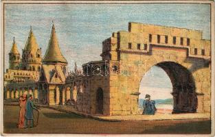 Budapest I. Részletek a Halászbástyáról. Készültek az O. M. Kir. Iparművészeti Iskolában. Magyar Földrajzi Intézet R.-T. kiadása s: Bencsik (EK)