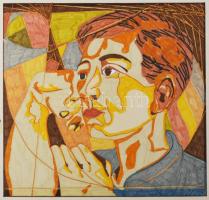 Olvashatatlan jelzéssel: Merengő fiú, 1970-es évek vége. Filctoll, papír, 27x29 cm