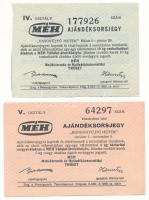 1968. "Ajándéksorsjegy - Rongygyűjtő hetek" az Észak-Magyarországi "MÉH" Nyersanyaghasznosító Vállalat sorsjegye magánszemélyek részére 5kg leadott háztartási rongy után + "Ajándéksorsjegy - Vasgyűjtő hetek" az Észak-Magyarországi "MÉH" Nyersanyaghasznosító Vállalat sorsjegye magánszemélyek részére 10kg leadott vashulladék után T:AU-XF