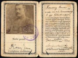1924 Fényképes katonai emléklapja, igazolványa