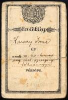 1924 Fényképes katonai emléklapja, igazolványa