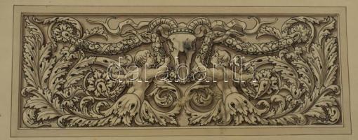 Benke László (1903-1983): Reneszánsz díszítő rajzok. Akvarell, tus, papír, jelzett. 55x40 cm