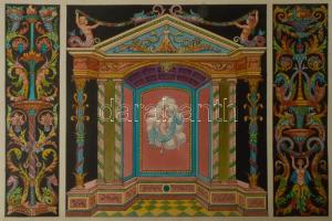 Benke László (1903-1983): Reneszánsz díszítő rajzok. Akvarell, tus, papír, jelzett. 55x40 cm