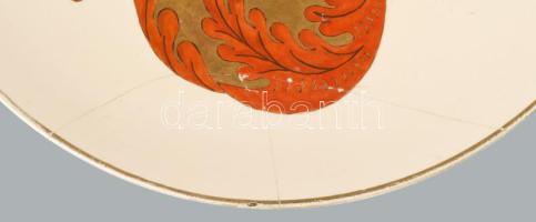 1890 Schütz Cilli falitányér, a Purgly család címerével festve, jelzett, restaurált, d. 37,5 cm /// ...