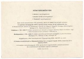 1973. "Szerencse Sorsjegy" a Magyar Újságírók Országos Szövetsége által rendezett sorsjáté...