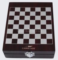 Utazó bornyitó és sakk készlet, 17x14 cm