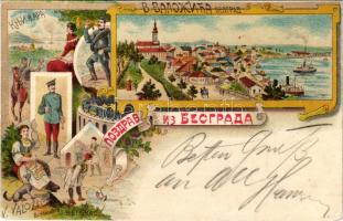 1899 Beograd, Belgrade, Belgrád; V. Valozic Buchhandlung Art Nouveau, floral, litho (EB)