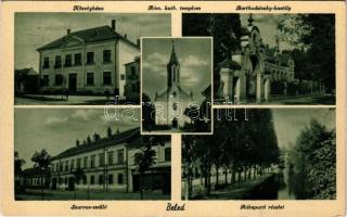 1942 Beled, Községháza, Római katolikus templom, Barthodeiszky-kastély, Szarvas szálló, Rábaparti részlet