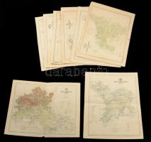 cca 1900 8 db vármegye térkép: Sopron, Szeben, Szabolcs, Temes, Verőce, Tolna, Jász-Nagykun-Szolnok, Heves. 17x24 cm