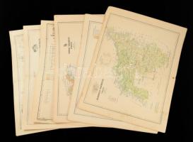 cca 1900 8 db vármegye térkép: Sopron, Szeben, Szabolcs, Temes, Verőce, Tolna, Jász-Nagykun-Szolnok,...