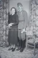 cca 1940 Katonaportrék, 3 db üvegnegatív, 15x10 cm